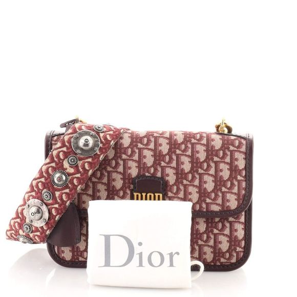 Christian Dior Dioraddict Flap Bag with Strap Oblique Canvas Medium Red - Picture 2 of 7